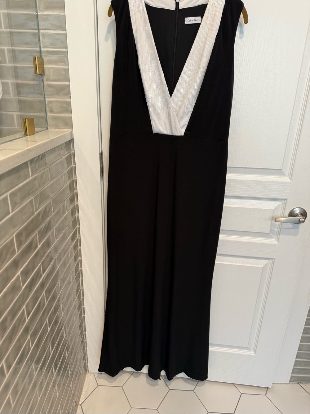 Calvin Klein Black and White Tuxedo Dress, stretch